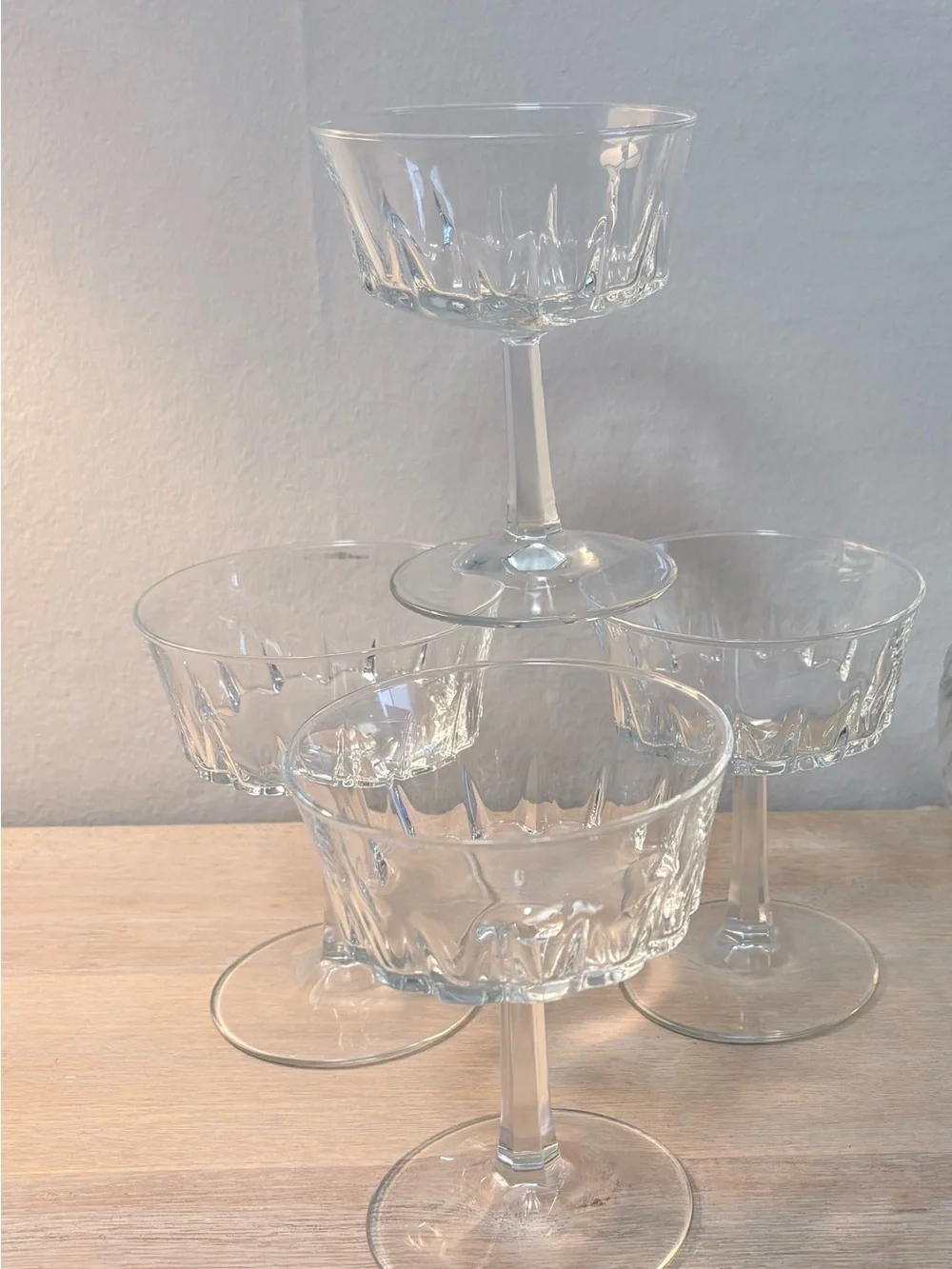 Set of 4 Cristal d’Arques – Durand “Regency” Cut Crystal Champagne/Tall Sherbet